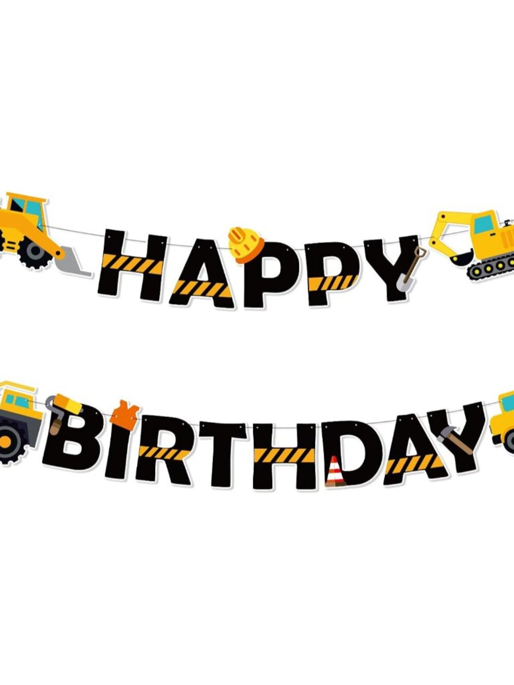 Happy Birthday Banner Construction Party Decorations